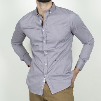 Camisa Macario microcuadros negro
