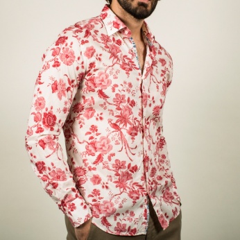 Camisa Gregorio flores rojo