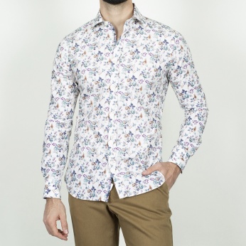 Camisa Gregorio flores blanco