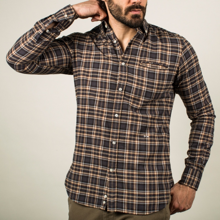 Camisa Saturnino cuadros marrón Tenkey | TENKEY