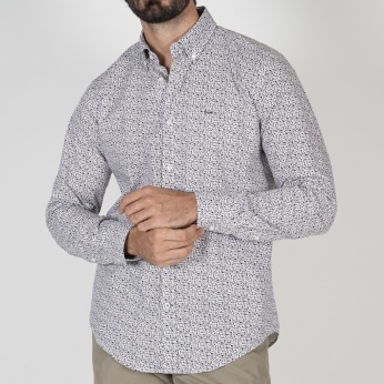 Camisa Isidro microflores kakhi